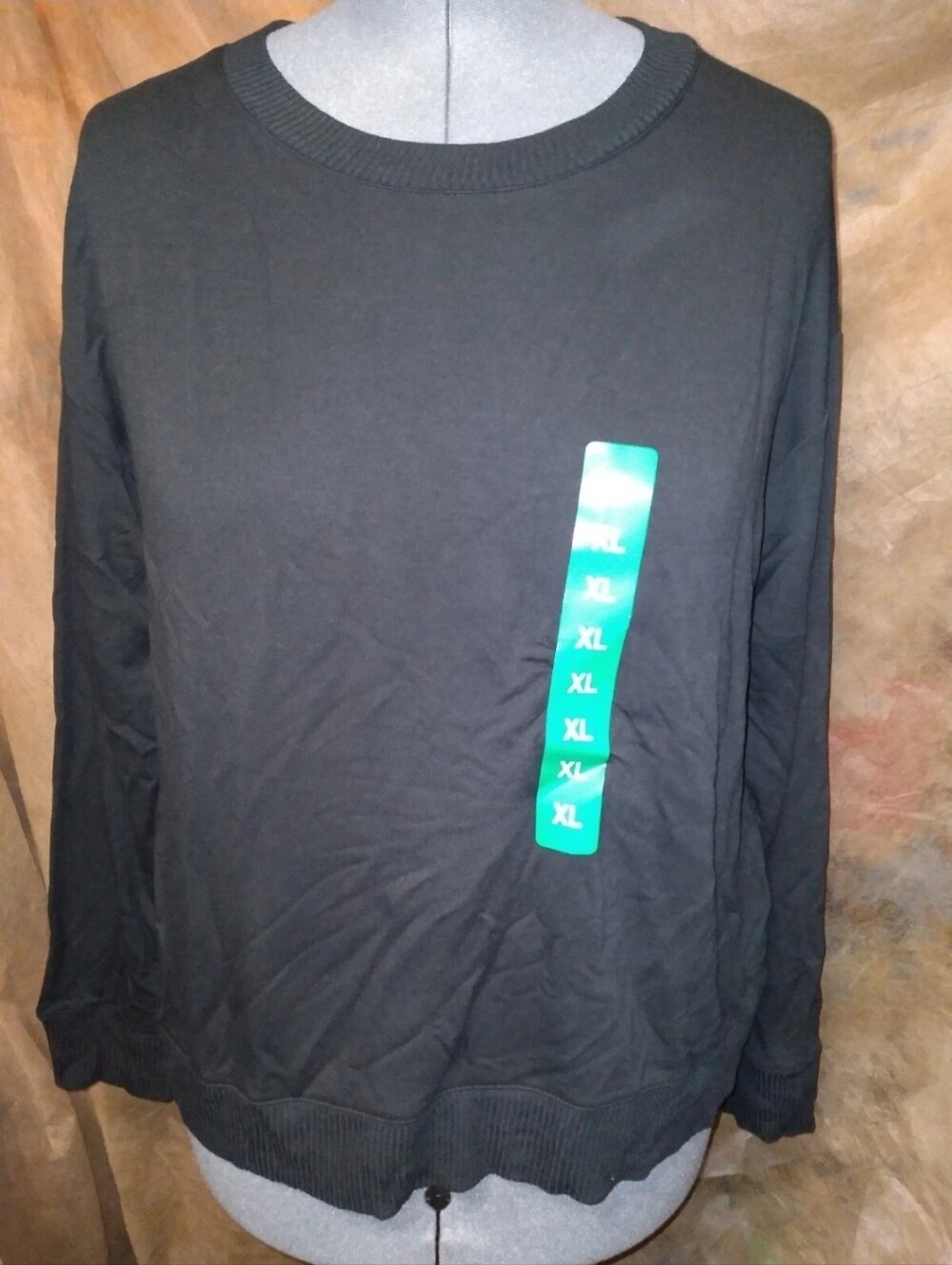 Splendid Black Long Sleeve Crewneck Sweatshirt - Solid Black XL